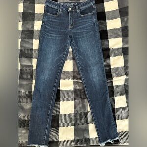 American Eagle High Rise Jeggings 1 darker medium wash and 1 dark indigo wash